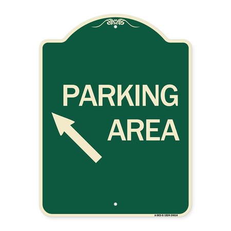 SIGNMISSION Parking Area Up Left Arrow Symbol Heavy-Gauge Aluminum Architectural Sign, 24" x 18", G-1824-24614 A-DES-G-1824-24614